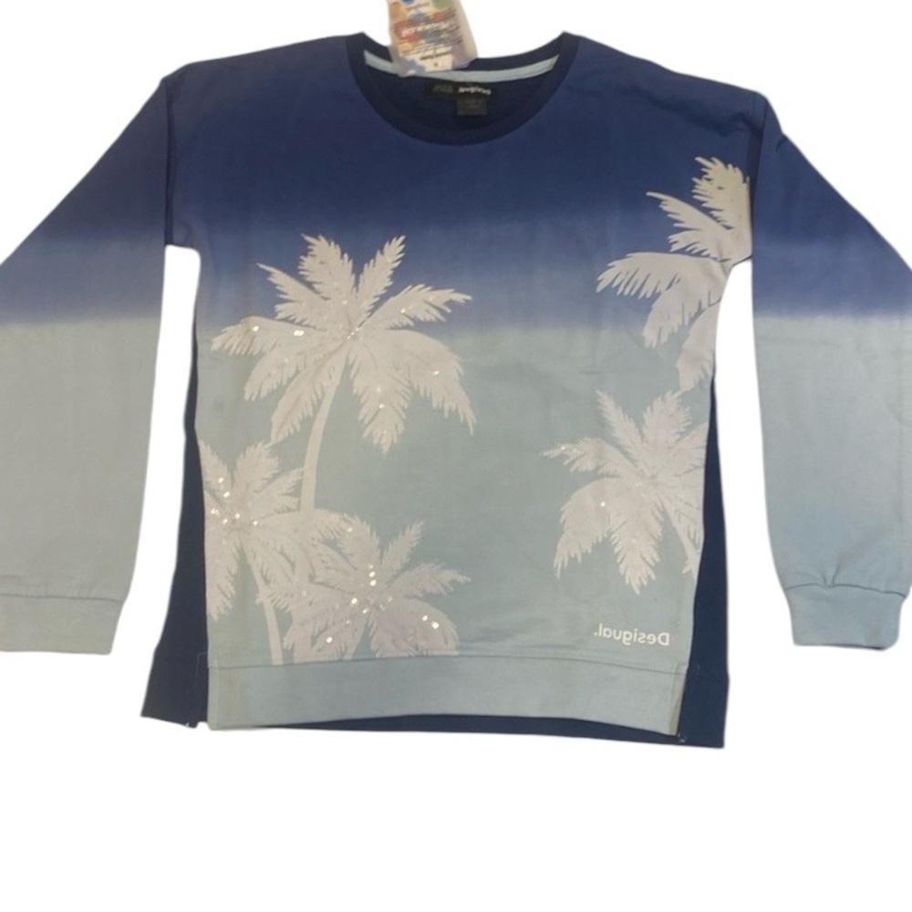 Desigual Kids Palm Trees Graphic Long Sleeve T-Shirt, Size 11-12
